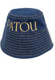 Patou embroidered-logo denim bucket hat - Blu
