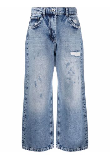 Patrizia Pepe distressed cropped leg jeans - Blu