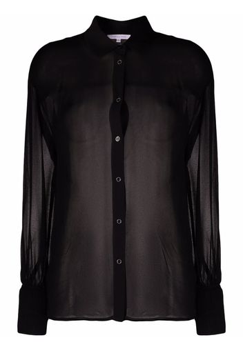 Patrizia Pepe semi-sheer puff-sleeve blouse - Nero