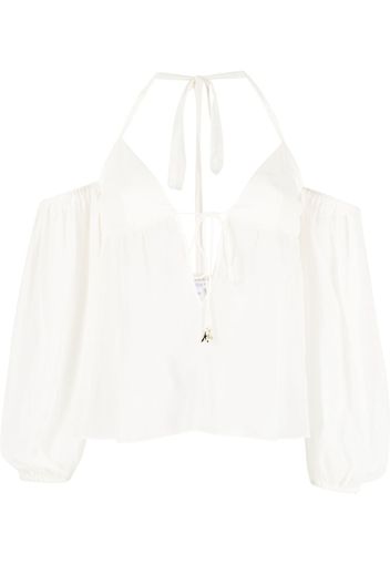 Patrizia Pepe semi-sheer halterneck blouse - Bianco