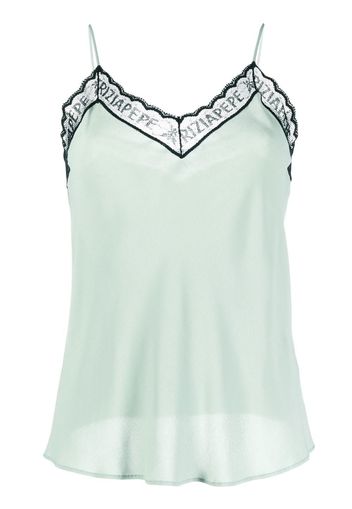 Patrizia Pepe lace-trim detail top - Verde