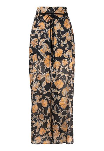 Patrizia Pepe floral-print wide-leg trousers - Nero