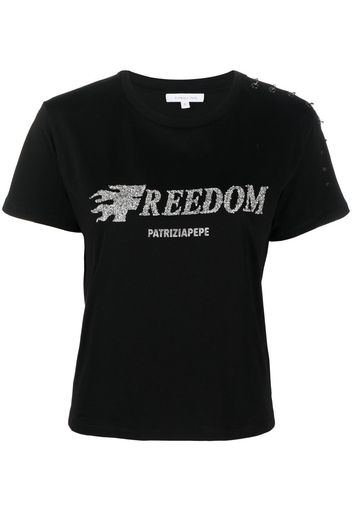 Patrizia Pepe T-shirt Freedom con glitter - Nero