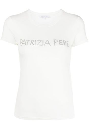 Patrizia Pepe rhinestone-logo T-shirt - Bianco