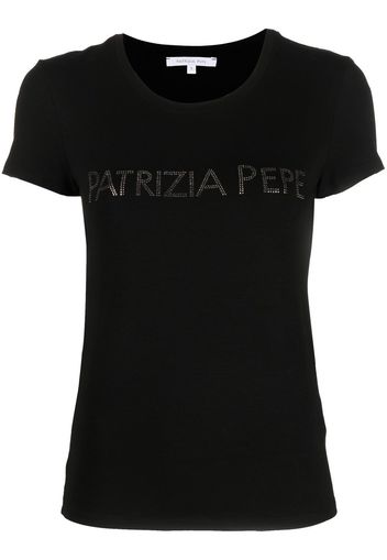 Patrizia Pepe rhinestone-logo T-shirt - Nero