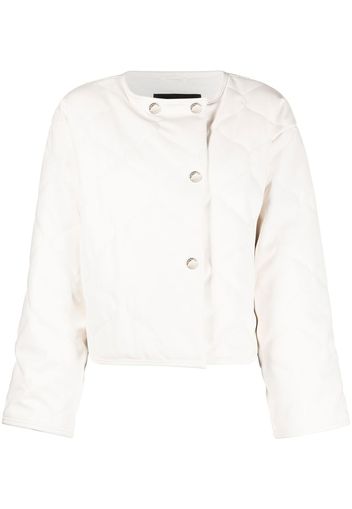 Patrizia Pepe cropped diamond-quilt jacket - Bianco