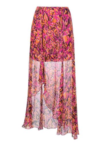 Patrizia Pepe floral print asymmetric hem skirt - Rosa