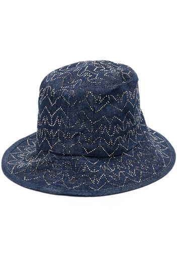 Patrizia Pepe denim rhinestone embellished bucket hat - Blu