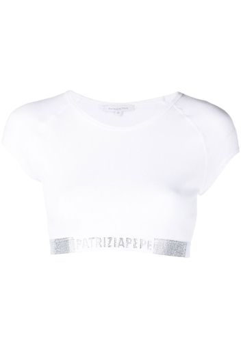 Patrizia Pepe crystal-embellished cropped top - Bianco