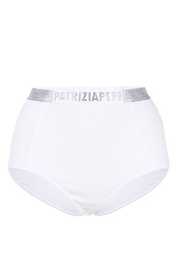 Patrizia Pepe crystal-embellished logo briefs - Bianco