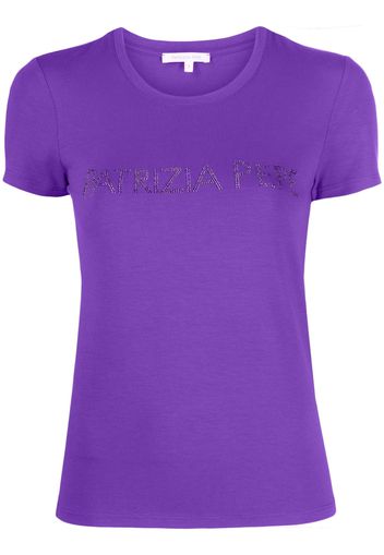 Patrizia Pepe rhinestone-logo T-shirt - Viola