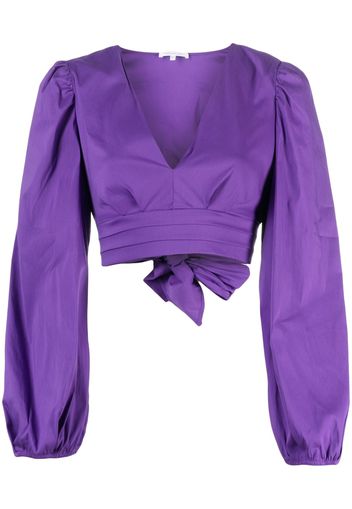 Patrizia Pepe plunging V-neck bow-fastening blouse - Viola