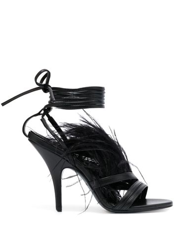 Patrizia Pepe 115mm ankle-tie leather sandals - Nero