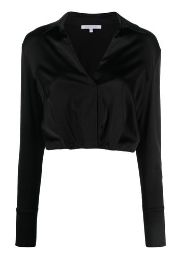 Patrizia Pepe satin-finish cropped shirt - Nero