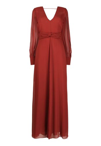 Patrizia Pepe V-neck long-sleevee chiffon dress - Rosso