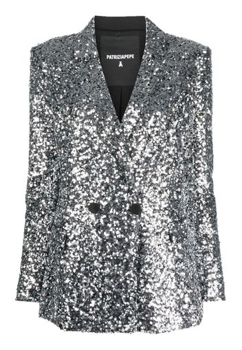 Patrizia Pepe sequin-embellished double-breasted blazer - Argento