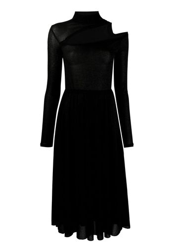 Patrizia Pepe cut-out detail lurex flared dress - Nero