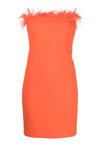 Patrizia Pepe feather-trim strapless mini dress - Arancione