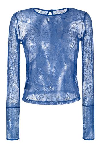 Patrizia Pepe cut-out detailing lace top - Blu