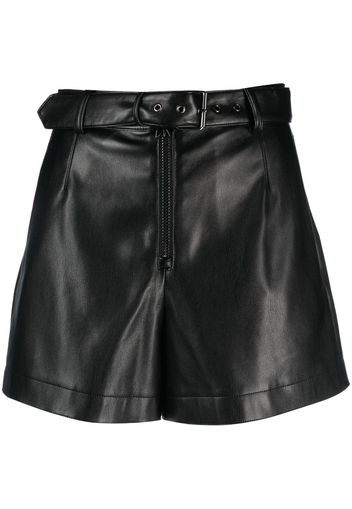 Patrizia Pepe Essential belted faux-leather shorts - Nero