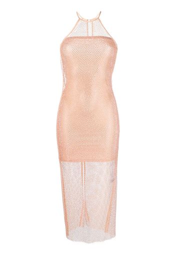 Patrizia Pepe rhinestone-embellished mesh midi dress - Rosa