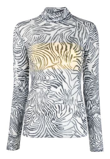 Patrizia Pepe zebra-print roll-neck T-shirt - Bianco