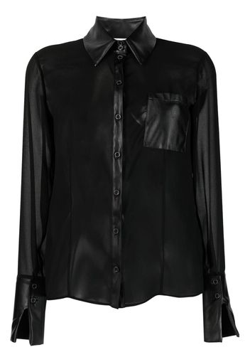 Patrizia Pepe semi-sheer panelled crepe shirt - Nero