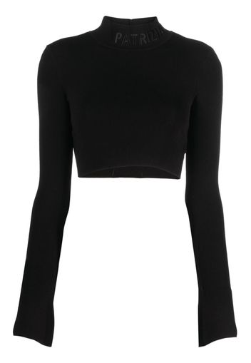 Patrizia Pepe logo-embroidered cropped jumper - Nero