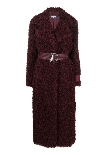 Patrizia Pepe faux-shearling belted long coat - Viola