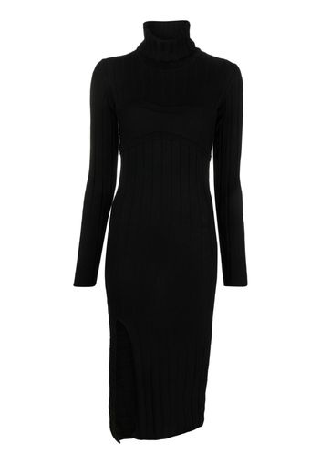 Patrizia Pepe roll-neck ribbed midi dress - Nero