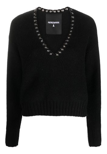 Patrizia Pepe piercing-detail chunky-knit jumper - Nero