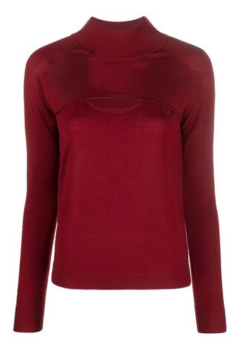 Patrizia Pepe long-sleeved cut-out wool T-shirt - Rosso