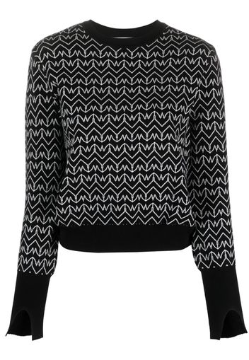 Patrizia Pepe monogram-jacquard crew-neck jumper - Nero