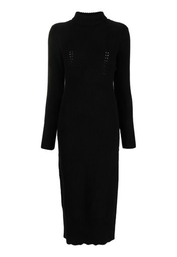 Patrizia Pepe long-sleeve ribbed-knit midi dress - Nero