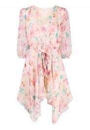 Patrizia Pepe maxi blooming rose-print mini dress - Rosa