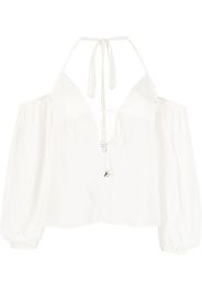 Patrizia Pepe semi-sheer halterneck blouse - Bianco