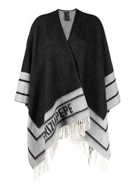 Patrizia Pepe double-faced fringed poncho - Grigio