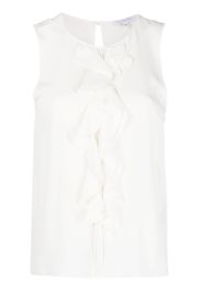 Patrizia Pepe ruffled sleeveless crepe top - Bianco