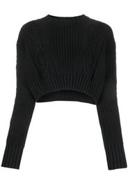 Patrizia Pepe cropped cable-knit jumper - Nero