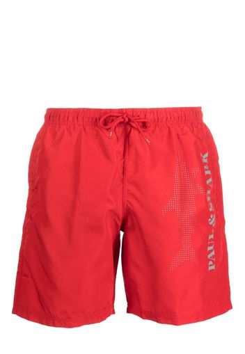 Paul & Shark logo-print swim shorts - Rosso