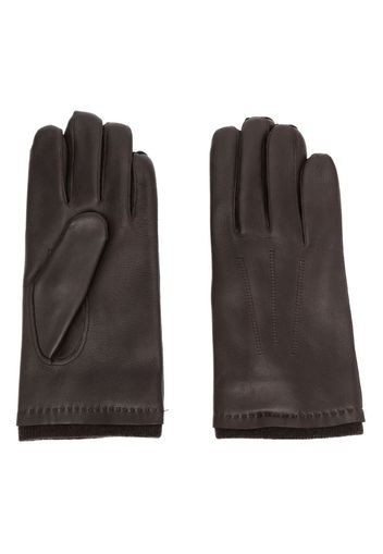 Paul & Shark logo-plaque leather gloves - Marrone