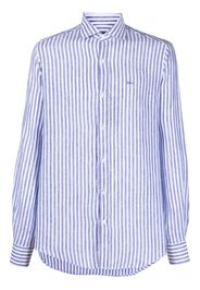 Paul & Shark logo-embroidered striped linen shirt - Blu