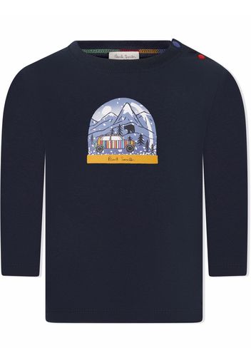 Paul Smith Junior snow globe-print long-sleeve top - Blu