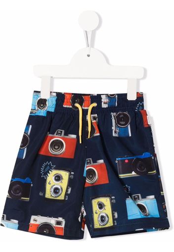 Paul Smith Junior vintage camera print swim shorts - Blu