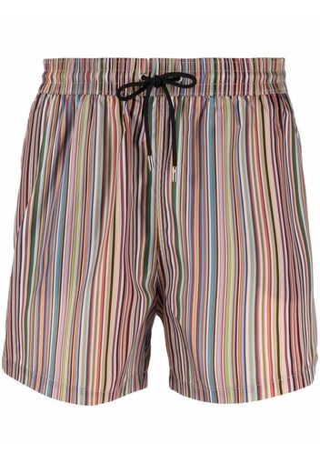 PAUL SMITH signature stripe-print swim shorts - Verde