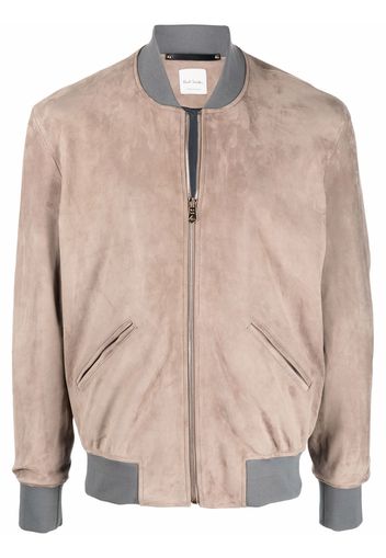 PAUL SMITH suede bomber jacket - Marrone