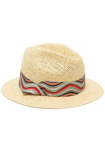 PAUL SMITH ribbon-trim straw fedora - Toni neutri