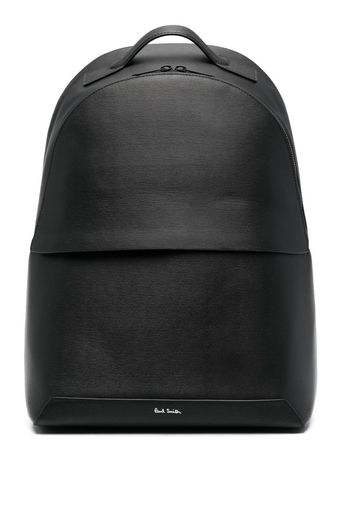 Paul Smith logo-strap leather backpack - Nero