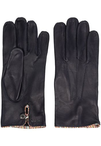 Paul Smith Signature Stripe-trimmed leather gloves - Blu