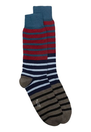 Paul Smith fine-knit striped ankle socks - Blu